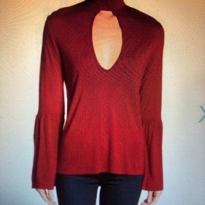 HAUTE HIPPIE Keyhole Mock Neck Top Size S